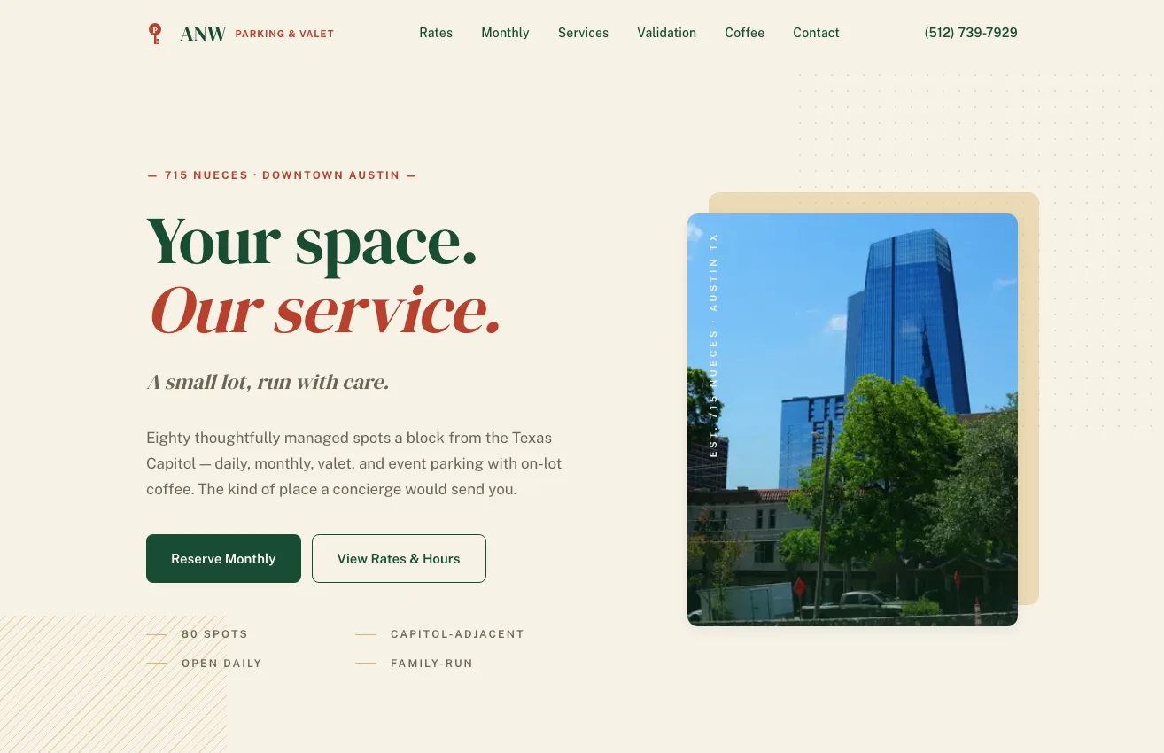 ANW Parking website screenshot