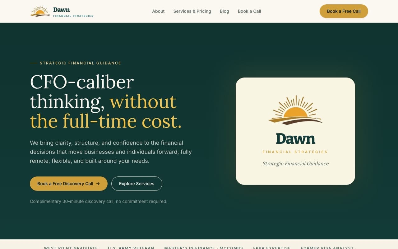 Dawn Financial Strategies website screenshot