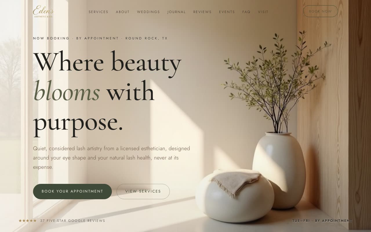 Eden's Aesthetic website screenshot