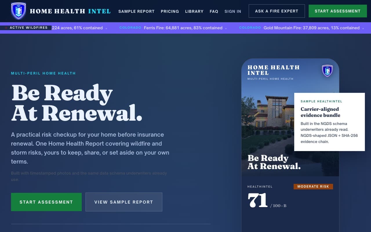 Home Health Intel website screenshot