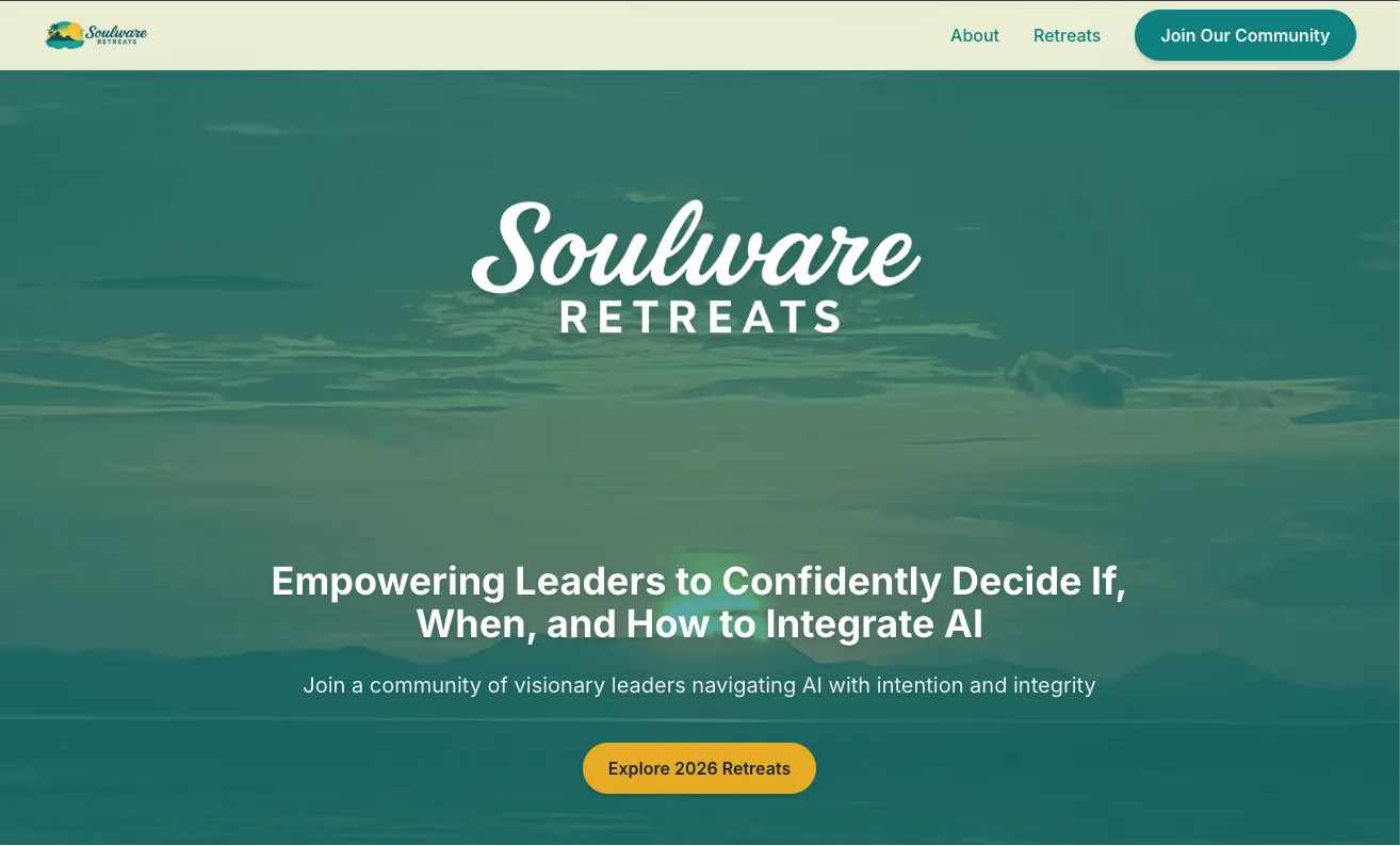 Soulware Retreats website screenshot