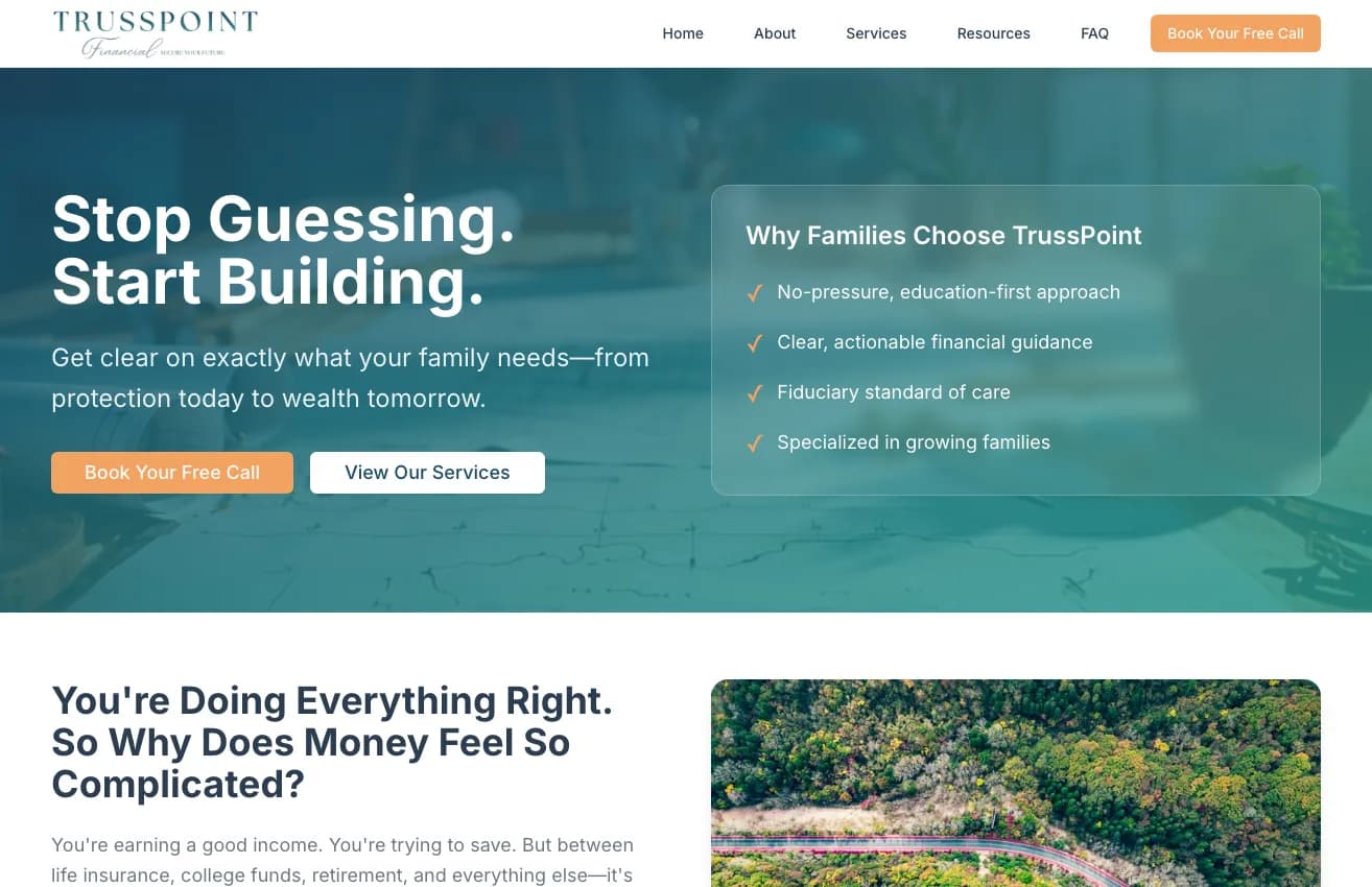 Trusspoint Financial website screenshot