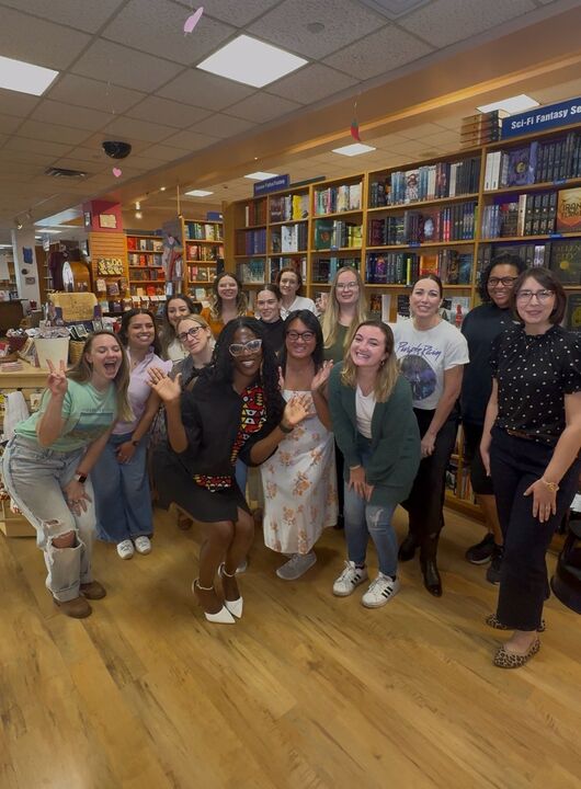 Women Communicators of Austin Morning Mingle group photo at bookstore
